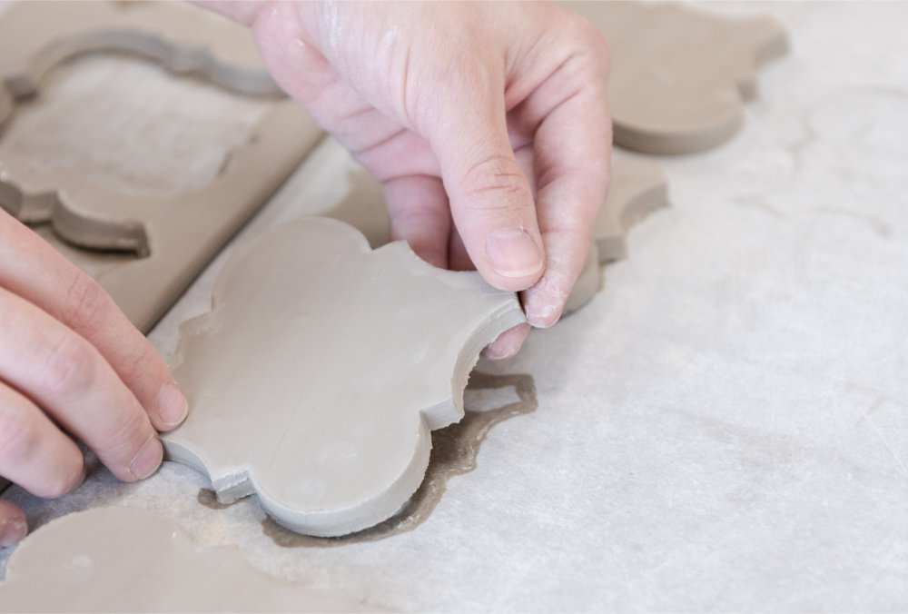 Handmade production of ceramic mosaic tiles