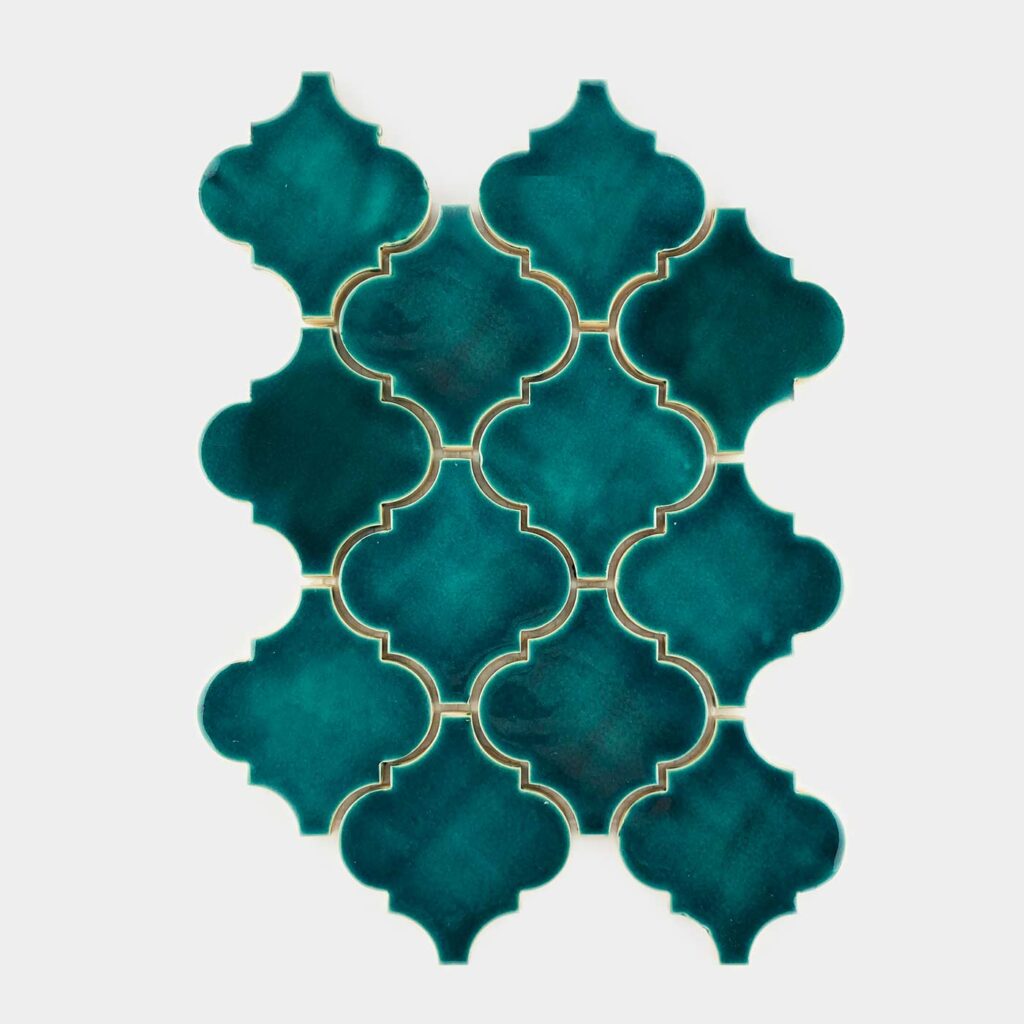 Ceramic tile Arabesque in blue green color